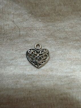 Silver Tone  Heart Filigree Charm Pendant - Women's Jewelry Not Sterling
